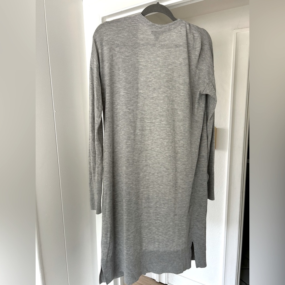 Halogen Heather Grey Front Open Cashmere Blend Cardigan with Pockets - Small - Picture 2 of 8